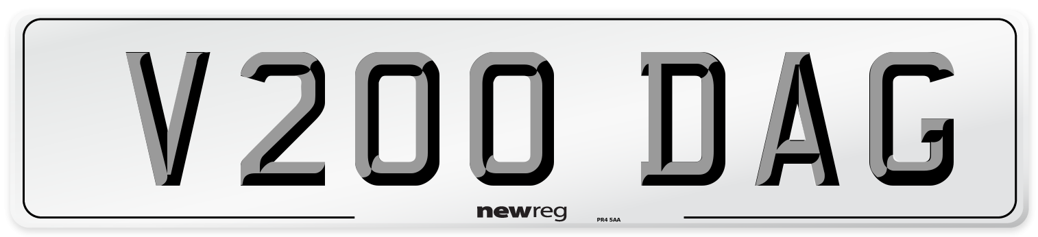 V200 DAG Number Plate from New Reg